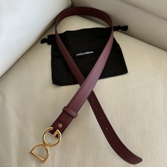 NEW Dolce&Gabbana Belt Burgundy Leather 100% Authentic 115 Cm - Picture 1 of 4